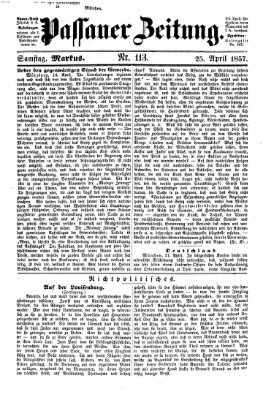 Passauer Zeitung Samstag 25. April 1857