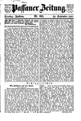 Passauer Zeitung Samstag 26. September 1857