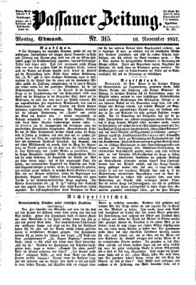 Passauer Zeitung Montag 16. November 1857