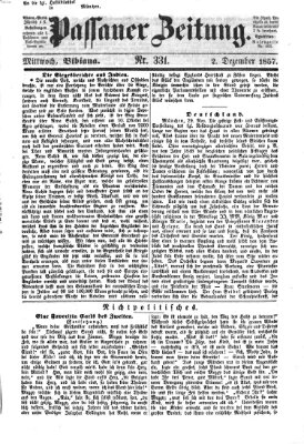 Passauer Zeitung Mittwoch 2. Dezember 1857