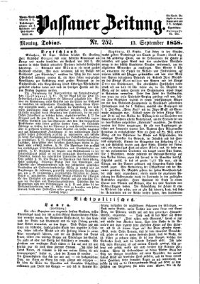 Passauer Zeitung Montag 13. September 1858