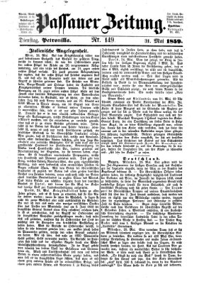 Passauer Zeitung Dienstag 31. Mai 1859
