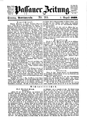 Passauer Zeitung Sonntag 7. August 1859