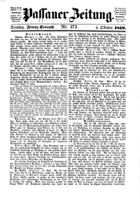 Passauer Zeitung Dienstag 4. Oktober 1859