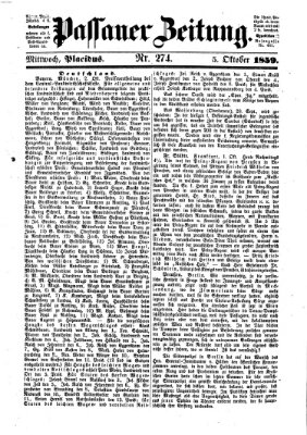 Passauer Zeitung Mittwoch 5. Oktober 1859
