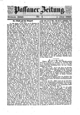Passauer Zeitung Mittwoch 4. Januar 1860