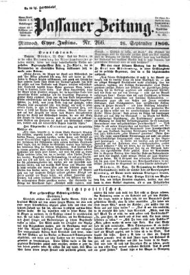 Passauer Zeitung Mittwoch 26. September 1860