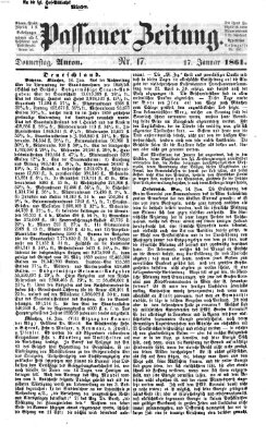 Passauer Zeitung Donnerstag 17. Januar 1861