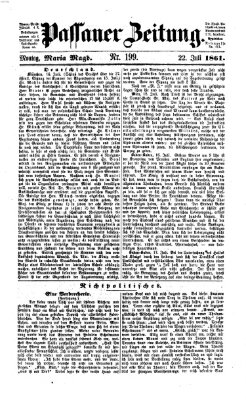 Passauer Zeitung Montag 22. Juli 1861