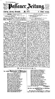 Passauer Zeitung Samstag 4. Oktober 1862