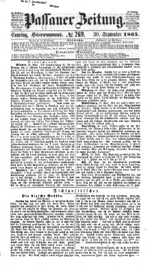 Passauer Zeitung Samstag 30. September 1865