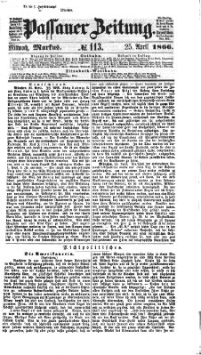 Passauer Zeitung Mittwoch 25. April 1866