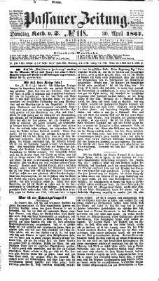 Passauer Zeitung Dienstag 30. April 1867
