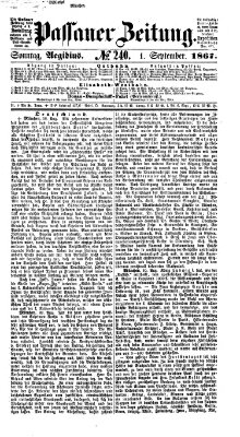 Passauer Zeitung Sonntag 1. September 1867
