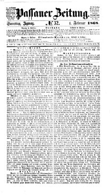 Passauer Zeitung Samstag 1. Februar 1868