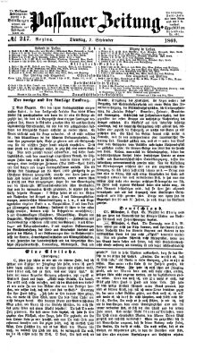 Passauer Zeitung Dienstag 7. September 1869