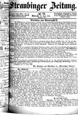 Straubinger Zeitung Mittwoch 24. Juni 1868