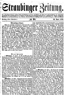 Straubinger Zeitung Freitag 29. April 1870