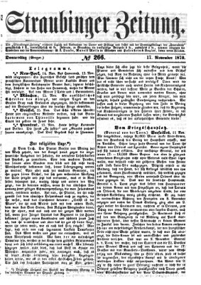 Straubinger Zeitung Donnerstag 17. November 1870