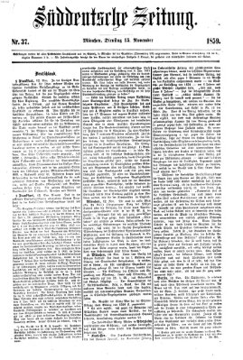 Süddeutsche Zeitung Dienstag 15. November 1859