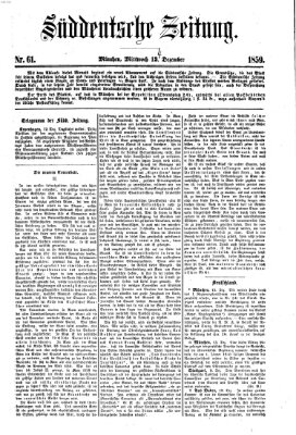 Süddeutsche Zeitung Mittwoch 14. Dezember 1859