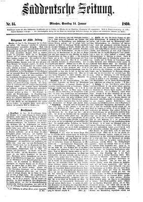Süddeutsche Zeitung Samstag 14. Januar 1860