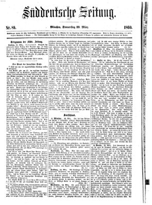 Süddeutsche Zeitung Donnerstag 29. März 1860