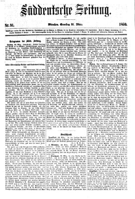 Süddeutsche Zeitung Samstag 31. März 1860