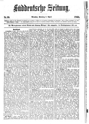 Süddeutsche Zeitung Sonntag 8. April 1860
