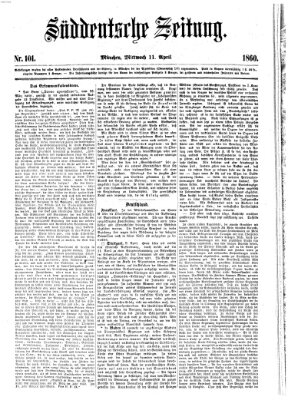 Süddeutsche Zeitung Mittwoch 11. April 1860