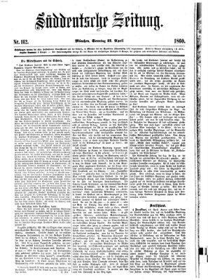 Süddeutsche Zeitung Sonntag 22. April 1860