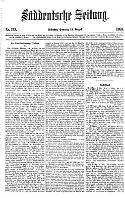 Süddeutsche Zeitung Sonntag 12. August 1860
