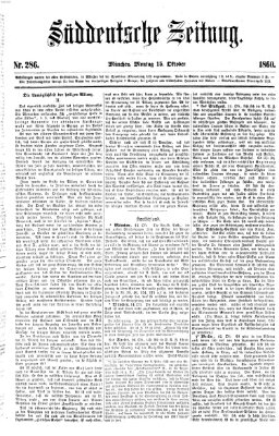 Süddeutsche Zeitung Montag 15. Oktober 1860