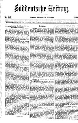 Süddeutsche Zeitung Mittwoch 14. November 1860