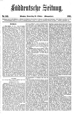 Süddeutsche Zeitung Donnerstag 24. Oktober 1861