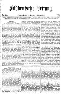 Süddeutsche Zeitung Freitag 13. Dezember 1861