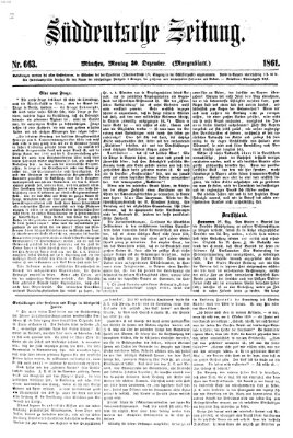 Süddeutsche Zeitung Montag 30. Dezember 1861