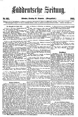 Süddeutsche Zeitung Dienstag 31. Dezember 1861