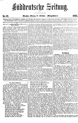 Süddeutsche Zeitung Montag 17. Februar 1862