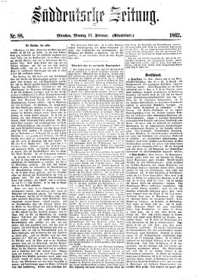 Süddeutsche Zeitung Montag 17. Februar 1862