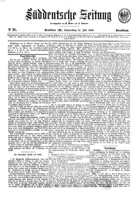 Süddeutsche Zeitung Donnerstag 31. Juli 1862