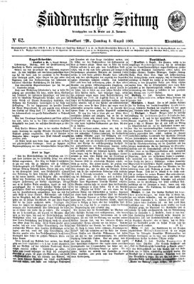 Süddeutsche Zeitung Samstag 2. August 1862