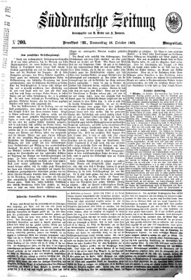 Süddeutsche Zeitung Donnerstag 16. Oktober 1862