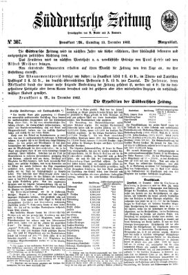 Süddeutsche Zeitung Samstag 13. Dezember 1862