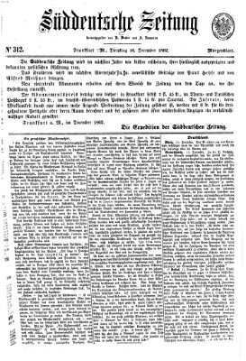 Süddeutsche Zeitung Dienstag 16. Dezember 1862
