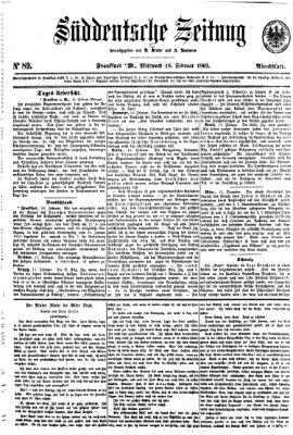 Süddeutsche Zeitung Mittwoch 18. Februar 1863