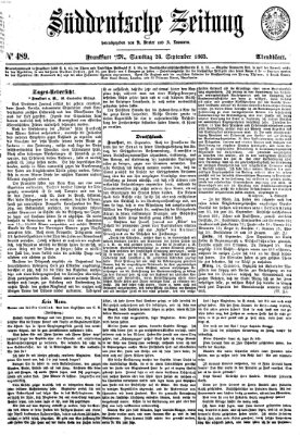 Süddeutsche Zeitung Samstag 26. September 1863