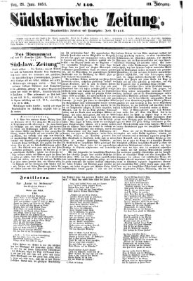 Südslawische Zeitung Samstag 21. Juni 1851
