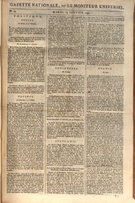 Gazette nationale, ou le moniteur universel (Le moniteur universel) Dienstag 19. Januar 1790