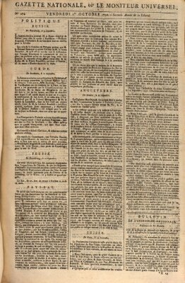 Gazette nationale, ou le moniteur universel (Le moniteur universel) Freitag 1. Oktober 1790